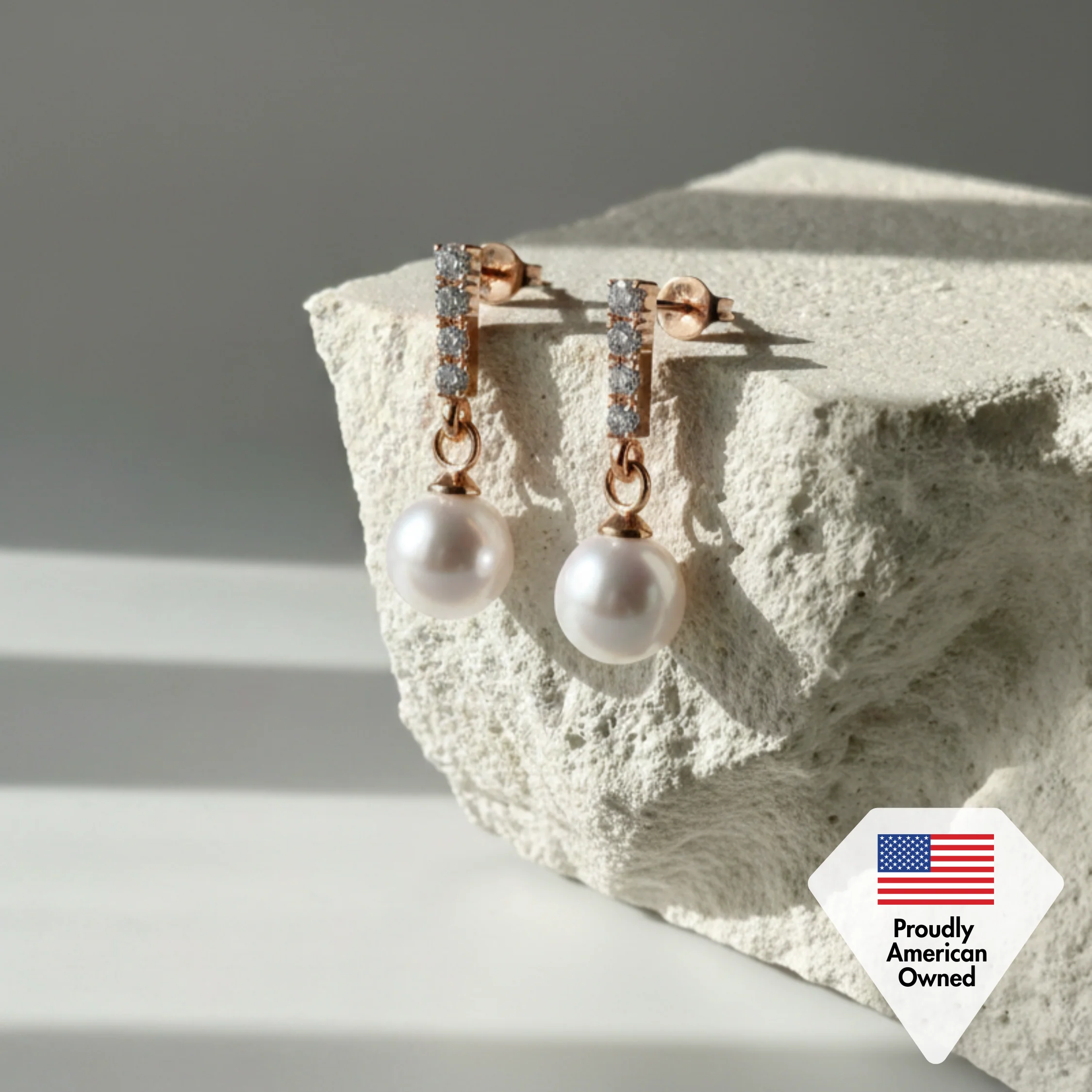 Gabrielle 18k White Gold Plated Pearl Drop Earrings with Swarovski Crystals - Image 7