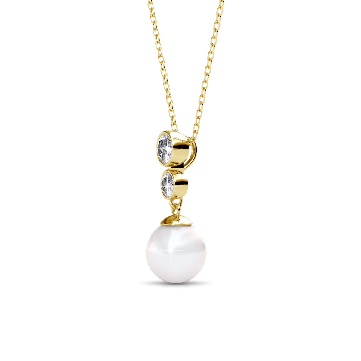 Genevieve 18k White Gold Plated Pearl Pendant Necklace with Swarovski Crystals - Image 11