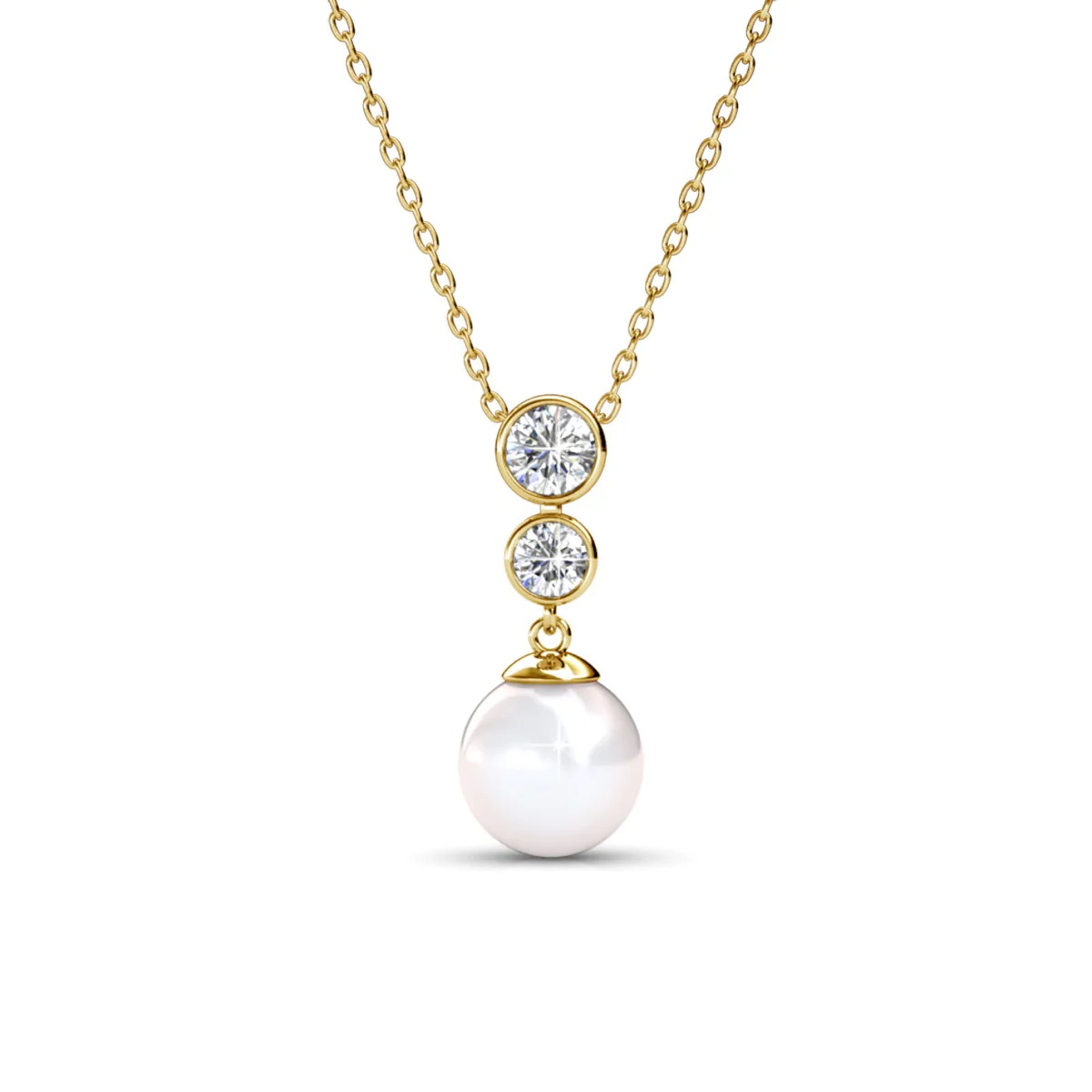 Genevieve 18k White Gold Plated Pearl Pendant Necklace with Swarovski Crystals - Image 9