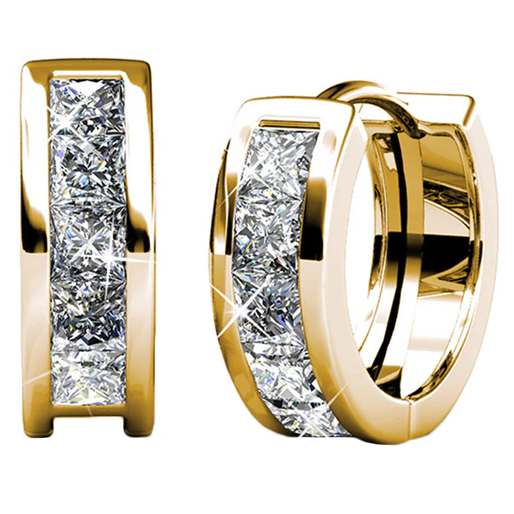 Giselle 18k White Gold Plated 15mm Hoop Crystal Earrings with Swarovski Crystals - Image 10