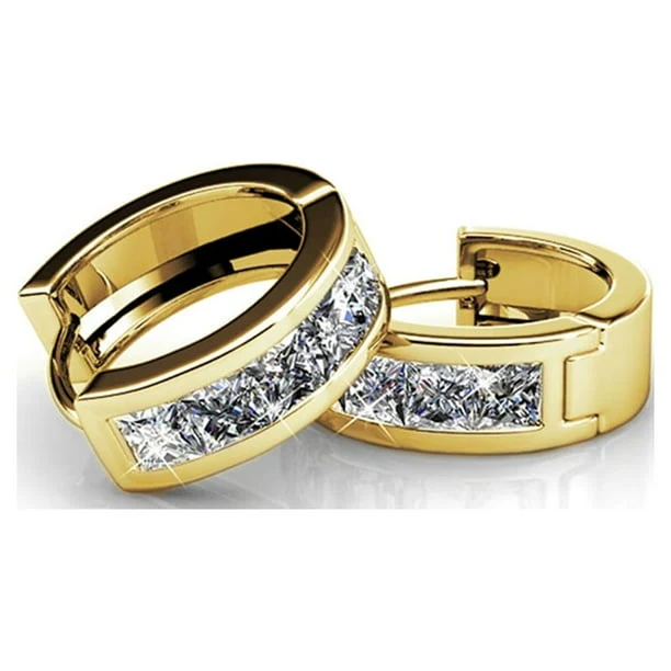 Giselle 18k White Gold Plated 15mm Hoop Crystal Earrings with Swarovski Crystals - Image 12