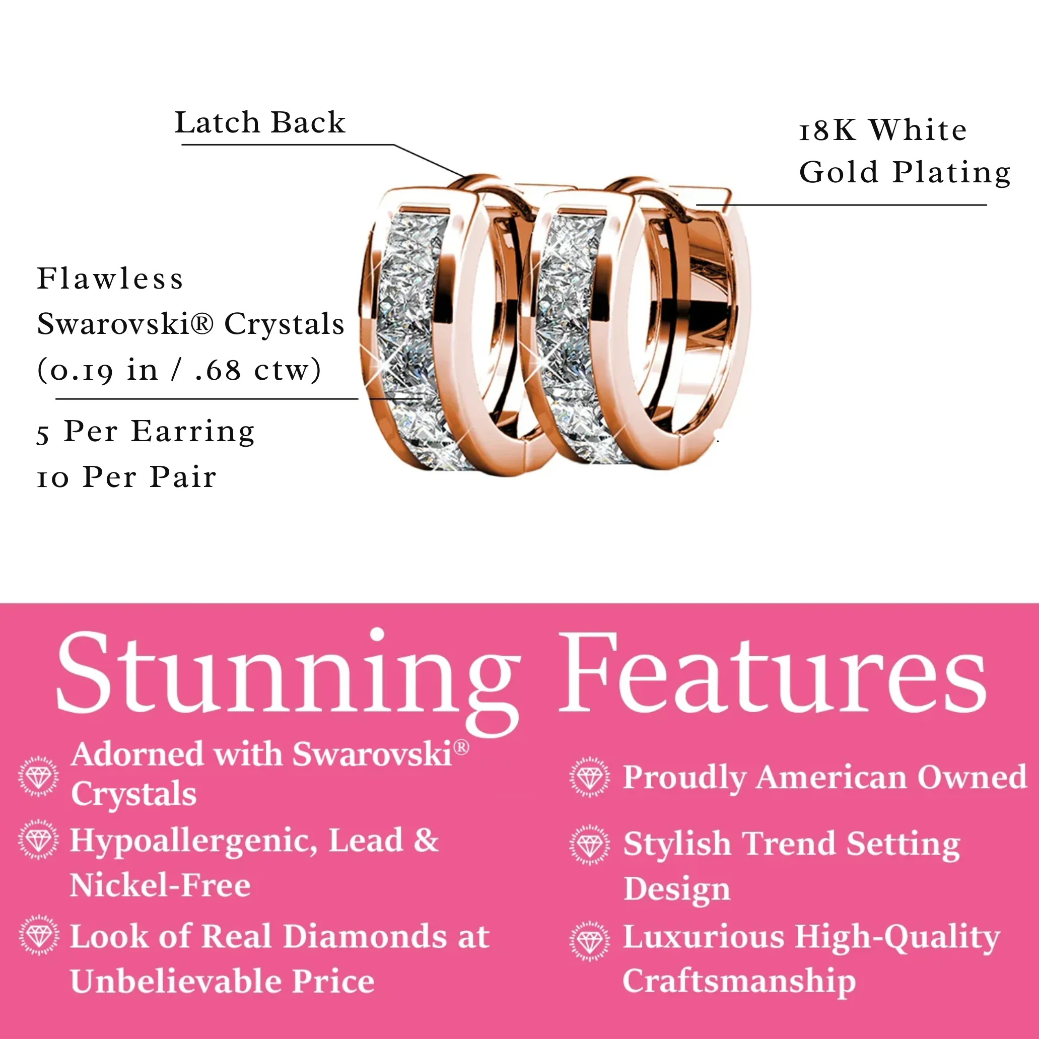 Giselle 18k White Gold Plated 15mm Hoop Crystal Earrings with Swarovski Crystals - Image 15