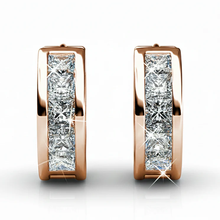 Giselle 18k White Gold Plated 15mm Hoop Crystal Earrings with Swarovski Crystals - Image 17