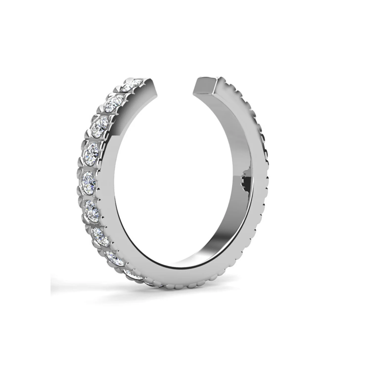 Gloria 18k White Gold Plated 10mm Hoop Ear Cuff with Swarovski Crystals