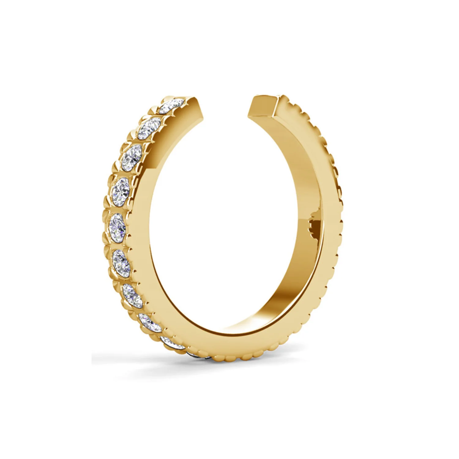 Gloria 18k White Gold Plated 10mm Hoop Ear Cuff with Swarovski Crystals - Image 8