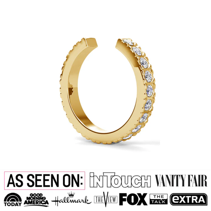 Gloria 18k White Gold Plated 10mm Hoop Ear Cuff with Swarovski Crystals - Image 9