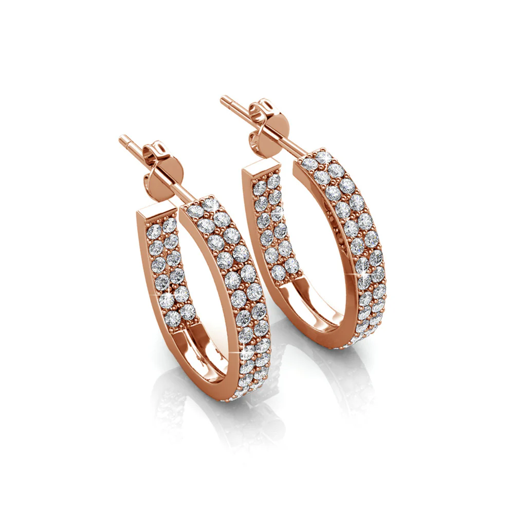 Grace 18k White Gold Plated 19mm Hoop Earrings with Swarovski Crystals - Image 13