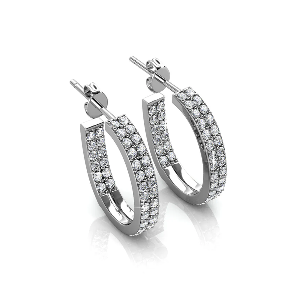 Grace 18k White Gold Plated 19mm Hoop Earrings with Swarovski Crystals - Image 7