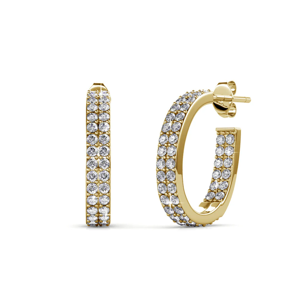Grace 18k White Gold Plated 19mm Hoop Earrings with Swarovski Crystals - Image 8