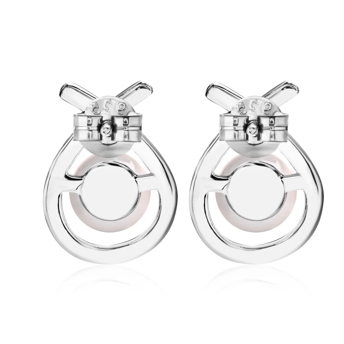 Greta 18k White Gold Plated Tear drop Pearl Stud Earrings - Image 10