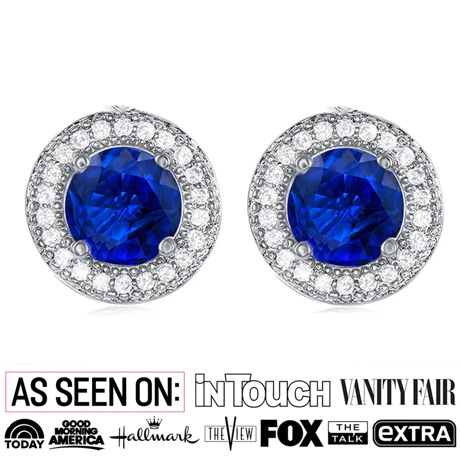 Gwendolyn 18k White Gold Plated Halo Stud Earrings with Round Cut Simulated Diamond Crystals - Image 2