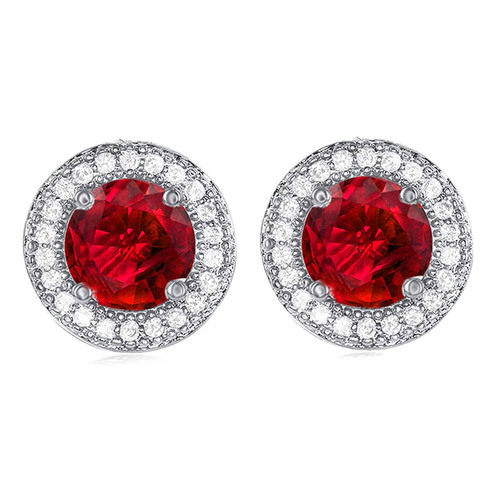 Gwendolyn 18k White Gold Plated Halo Stud Earrings with Round Cut Simulated Diamond Crystals - Image 8