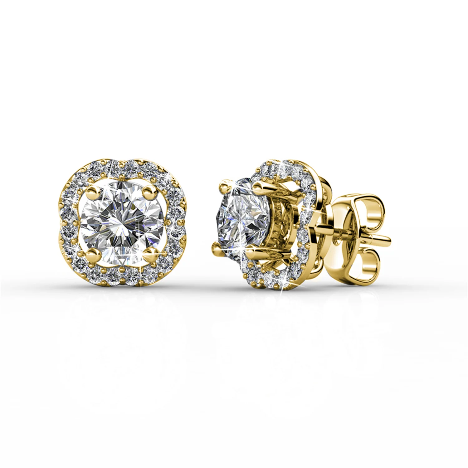Haddie 18k White Gold Plated 2-in-1 Halo Stud Earrings with Swarovski Crystals - Image 10