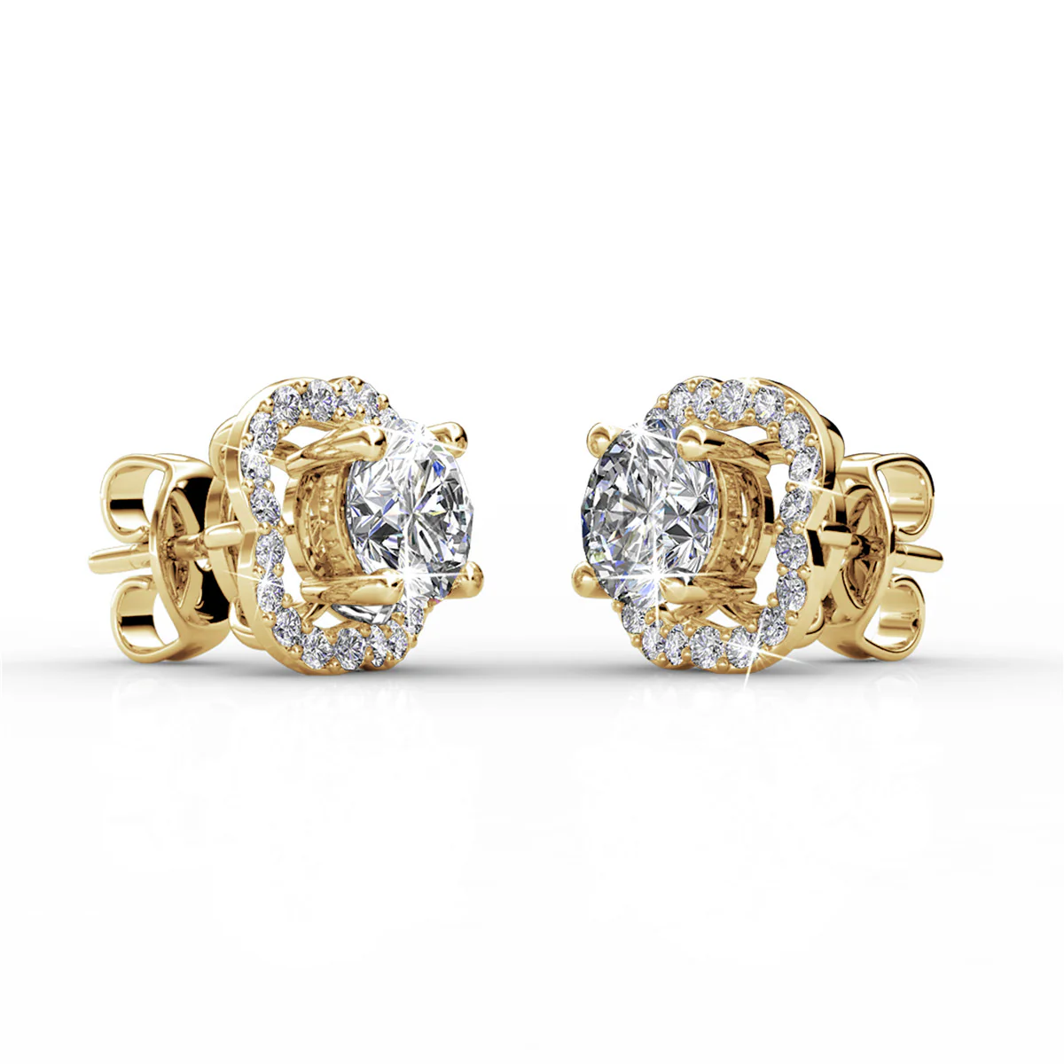 Haddie 18k White Gold Plated 2-in-1 Halo Stud Earrings with Swarovski Crystals - Image 12