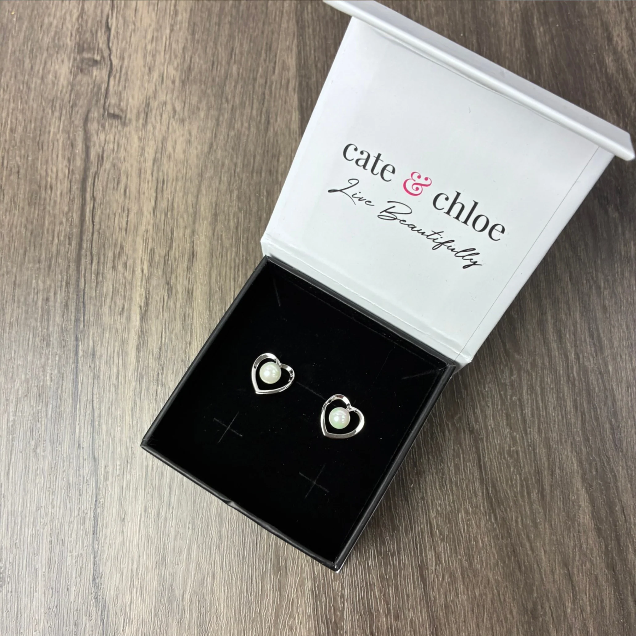 Harley 18k White Gold Plated Heart Stud Earrings with Shell Pearls - Image 6