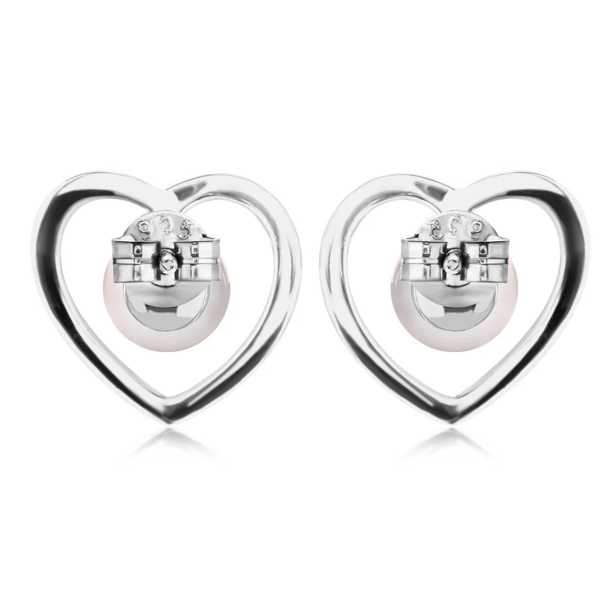 Harley 18k White Gold Plated Heart Stud Earrings with Shell Pearls - Image 9