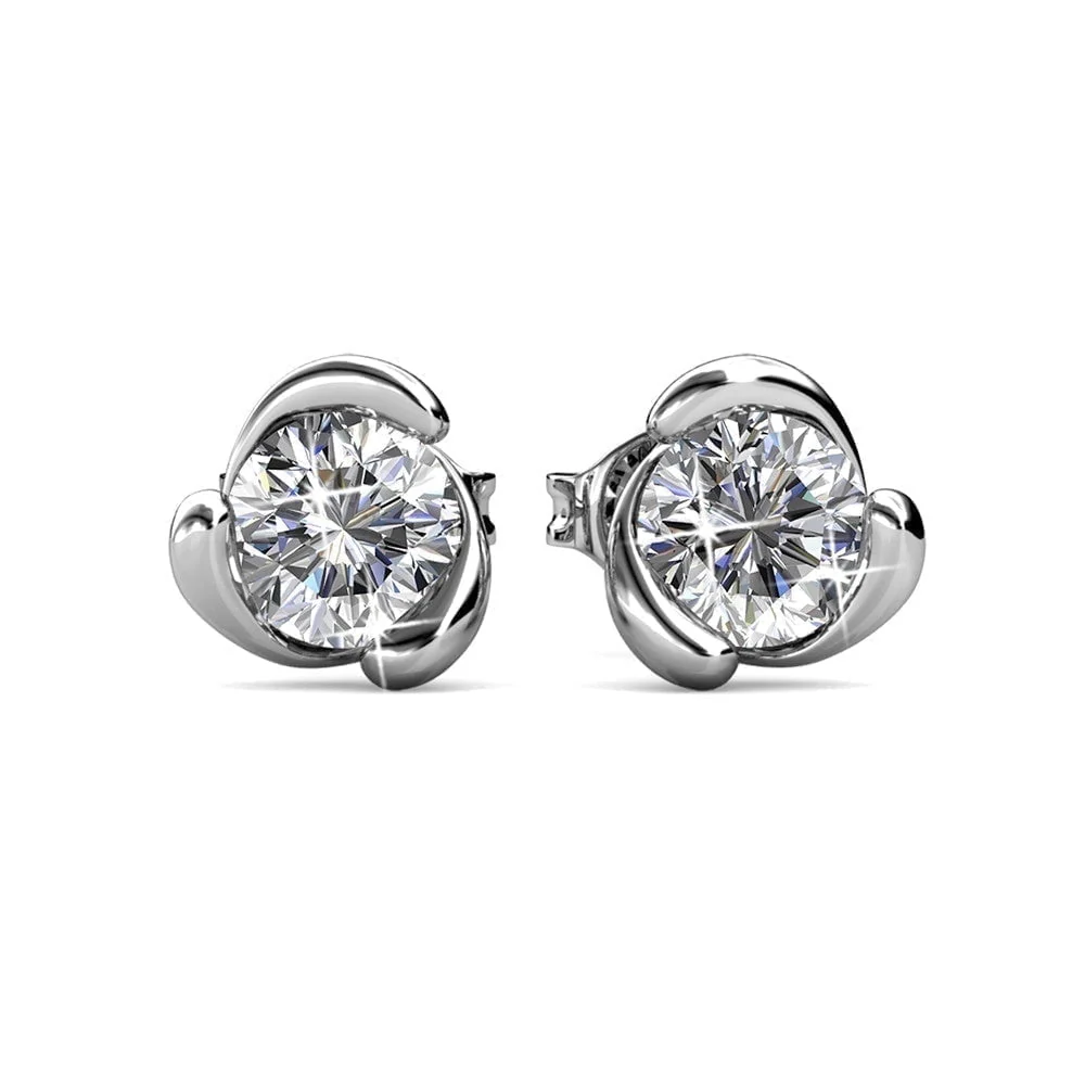 Harmony 18k White Gold Necklace and Stud Earrings Jewelry Set with Swarovski Crystals - Image 7