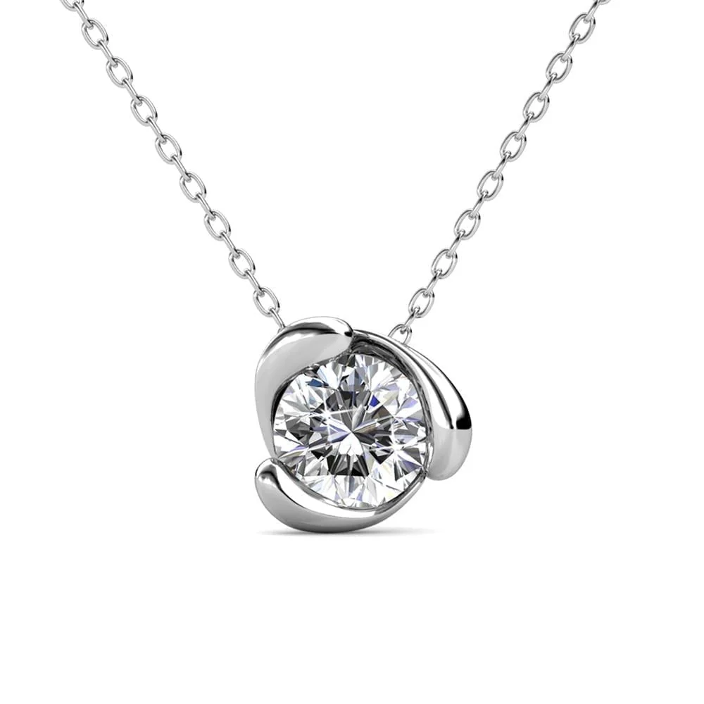 Harmony 18k White Gold Necklace and Stud Earrings Jewelry Set with Swarovski Crystals - Image 8