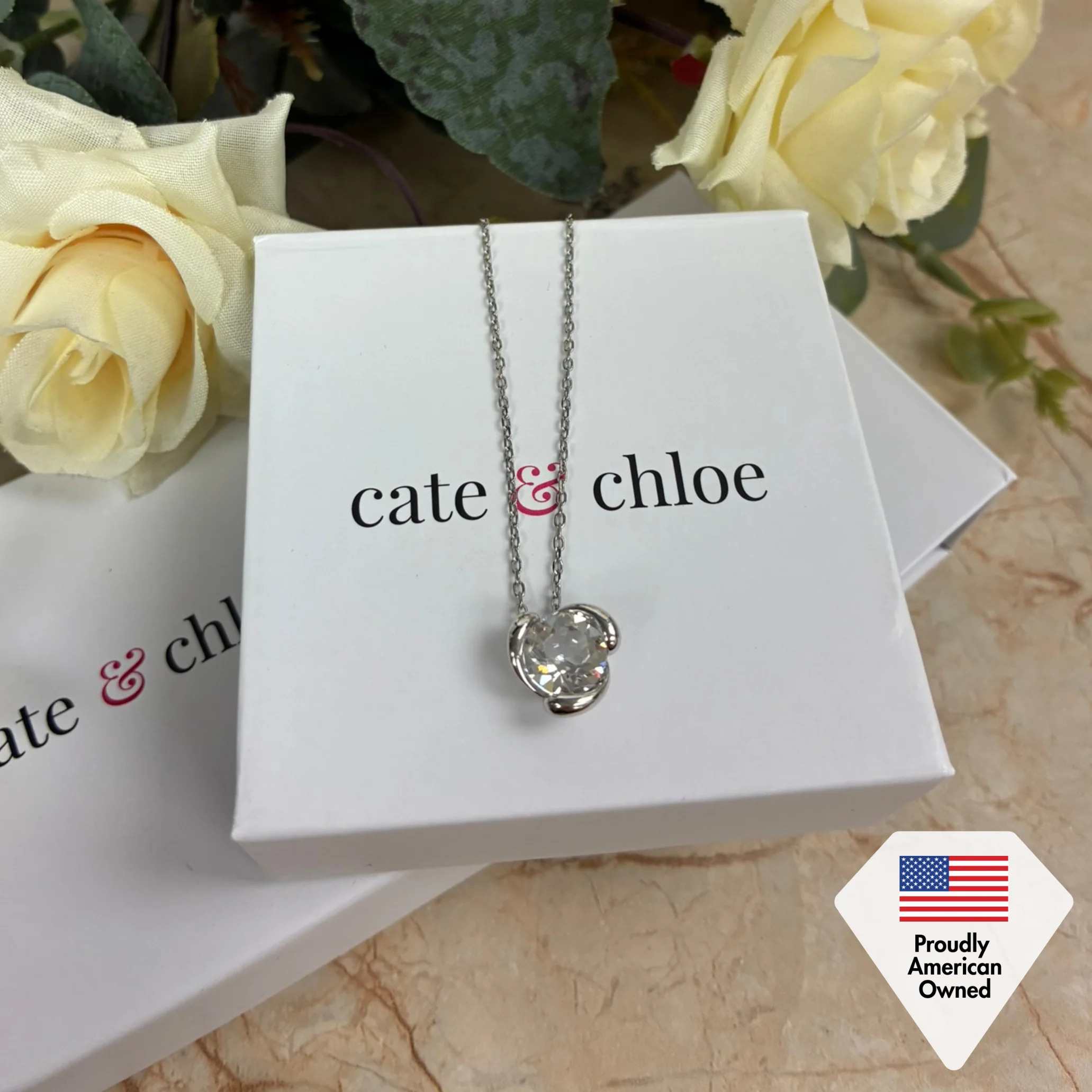 Harmony 18k White Gold Plated Necklace with Round Cut Solitaire Swarovski Crystal - Image 6
