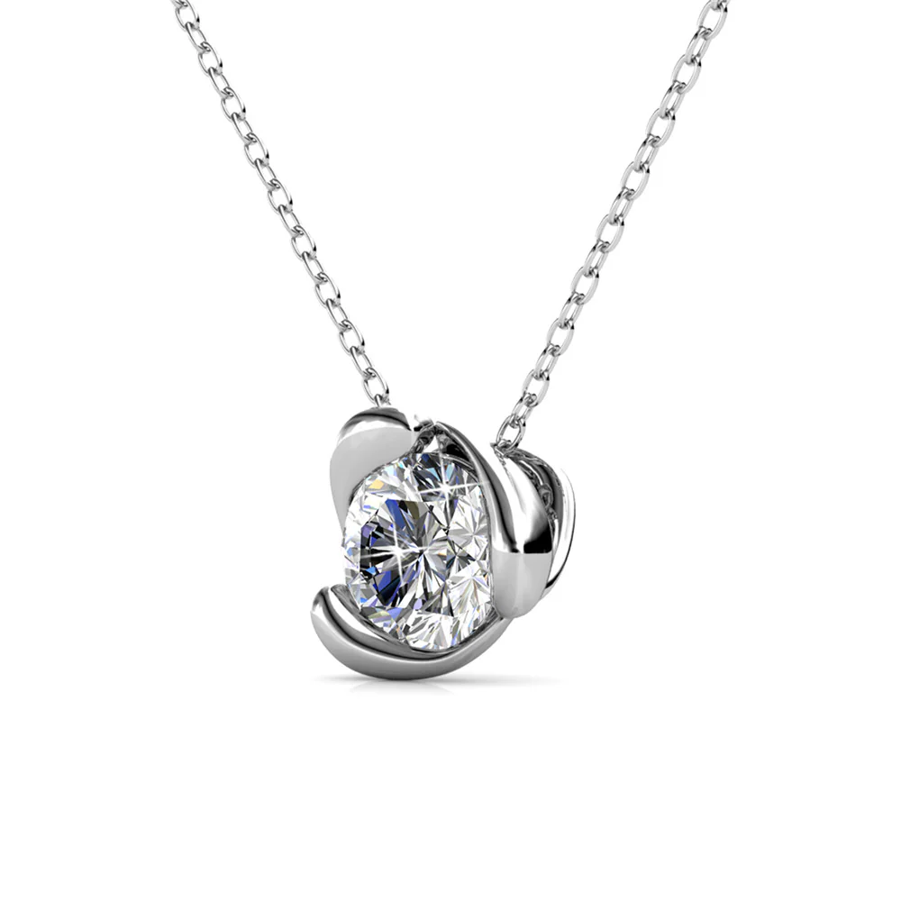 Harmony 18k White Gold Plated Necklace with Round Cut Solitaire Swarovski Crystal - Image 7
