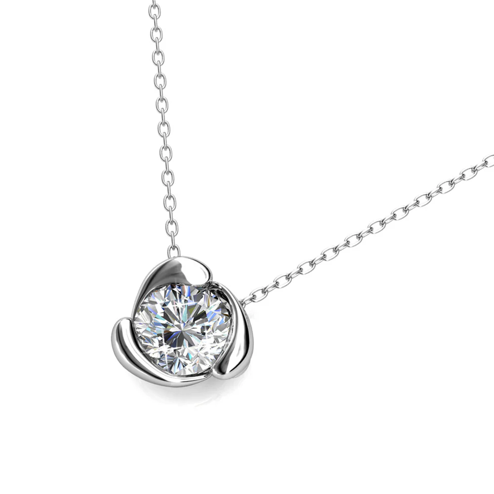 Harmony 18k White Gold Plated Necklace with Round Cut Solitaire Swarovski Crystal - Image 8