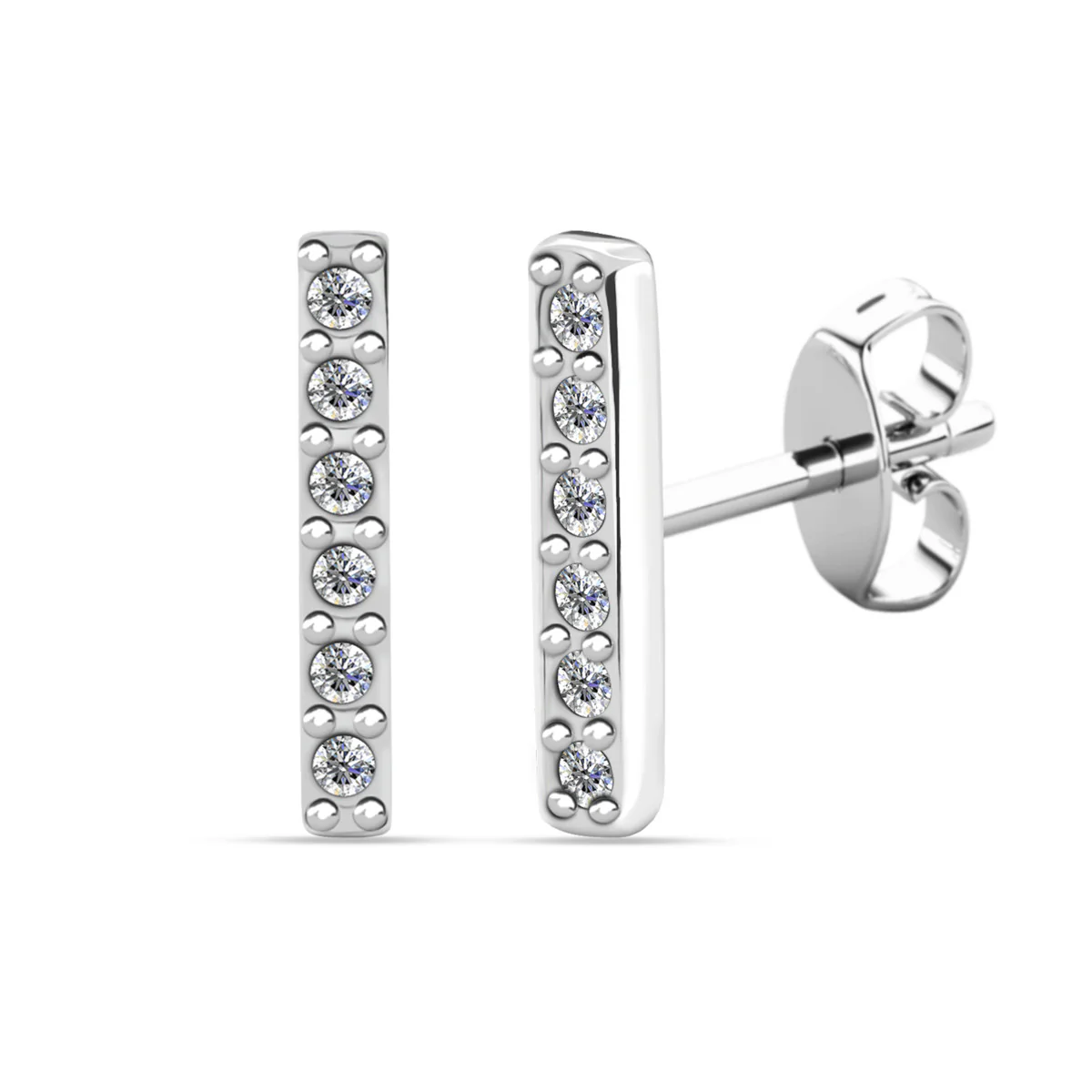 Hayden 18k White Gold Plated Linear Stud Earrings with Swarovski Crystals