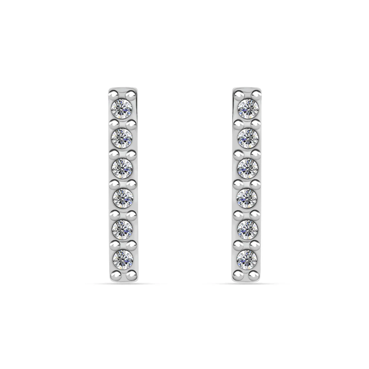 Hayden 18k White Gold Plated Linear Stud Earrings with Swarovski Crystals - Image 8