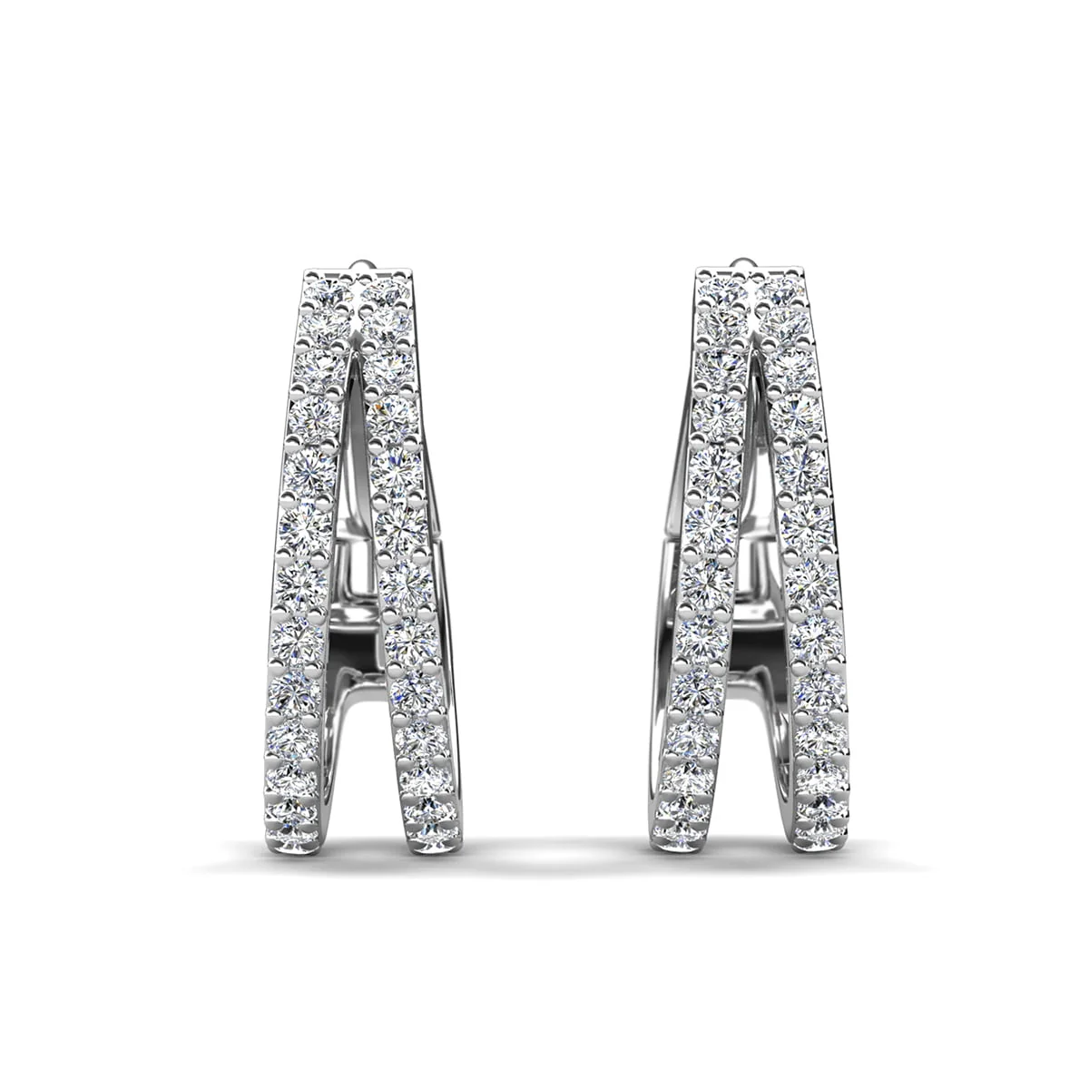 Helen 18k White Gold Plated 22mm Hoop Earrings with Swarovski Crystals - Image 8