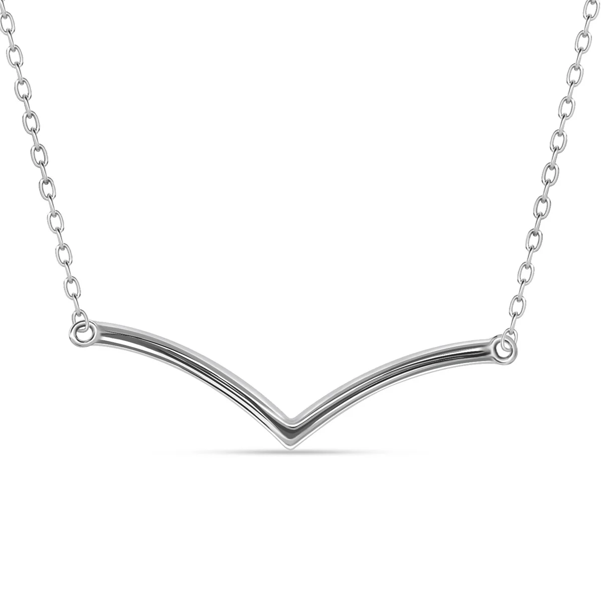 Hope 18k White Gold Plated V Pendant Linear Necklace with Swarovski Crystals - Image 8