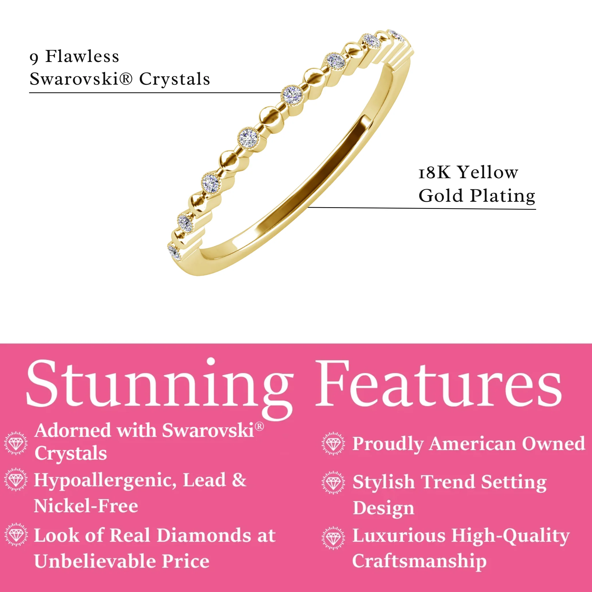 Illiana 18k White Gold Plated Ring with Round Cut Swarovski Crystals - Image 10