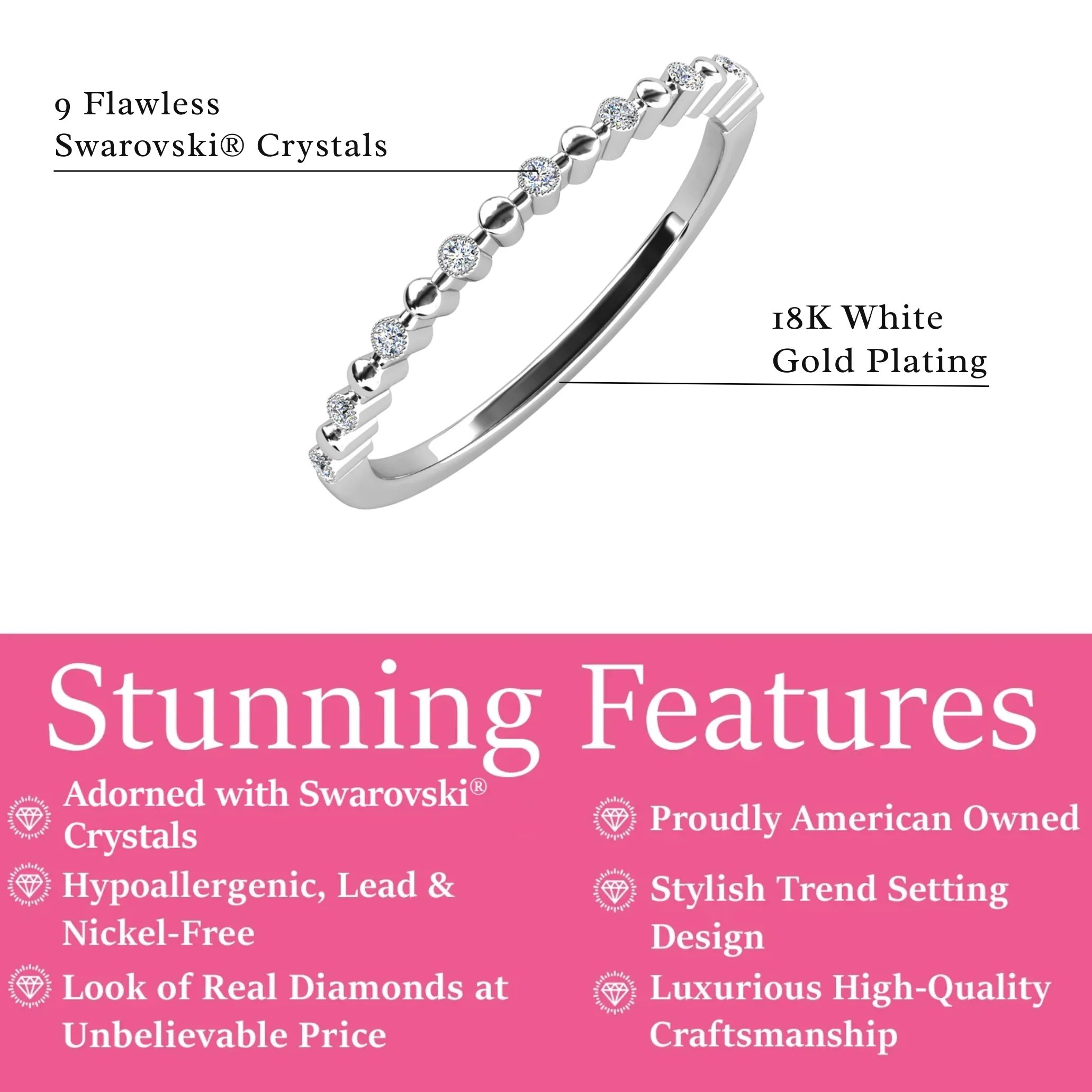 Illiana 18k White Gold Plated Ring with Round Cut Swarovski Crystals - Image 3