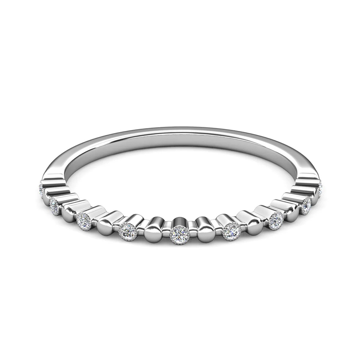 Illiana 18k White Gold Plated Ring with Round Cut Swarovski Crystals - Image 8