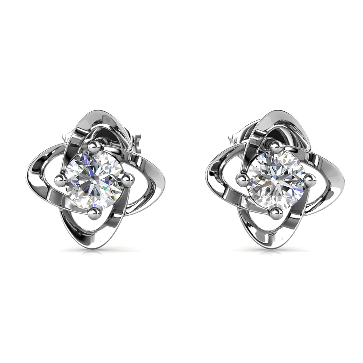Infinity 18k White Gold Plated Birthstone Flower Earrings with Swarovski Crystals - Image 19