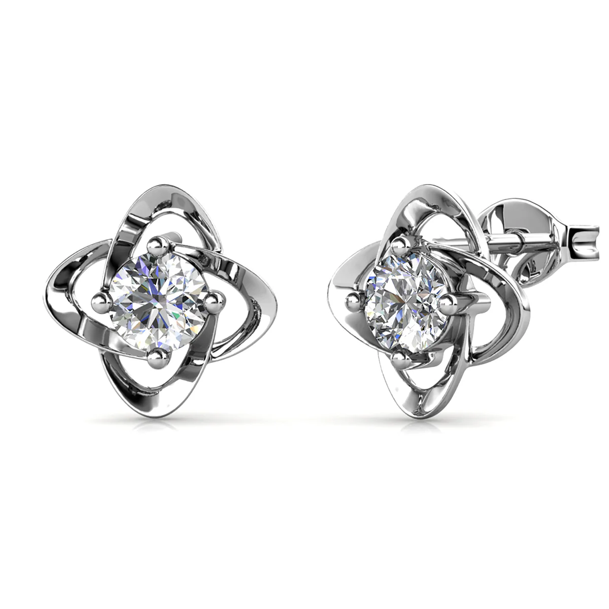 Infinity April Birthstone Diamond Earrings 18k White Gold Plated Silver Birthstone Earrings with Swarovski Crystal - Image 5