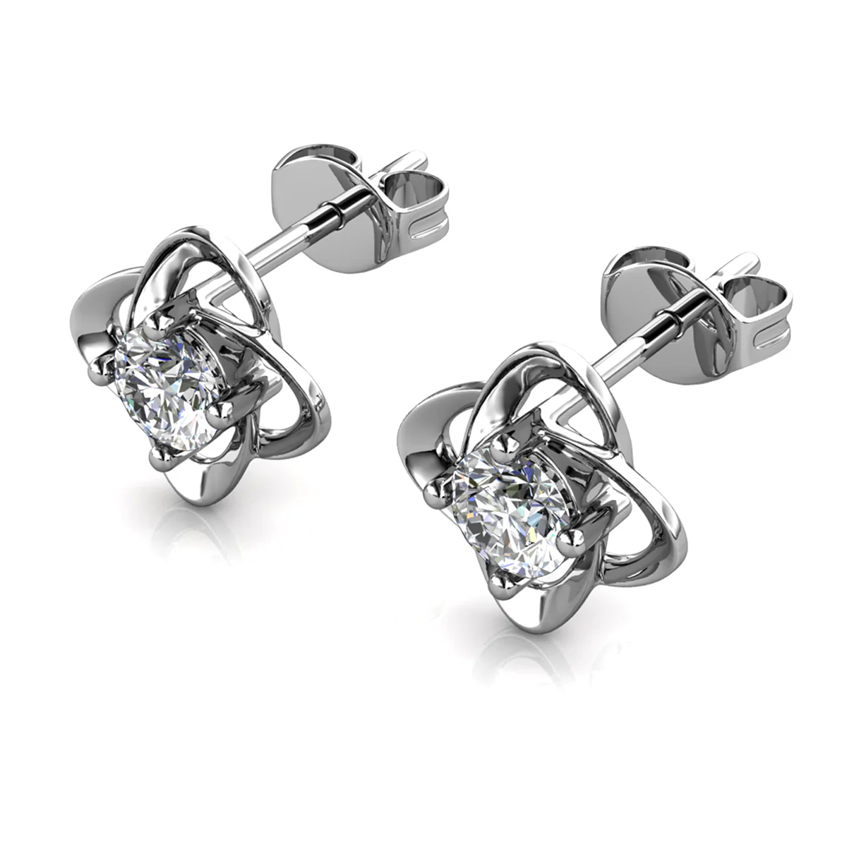 Infinity 18k White Gold Plated Birthstone Flower Earrings with Swarovski Crystals - Image 20