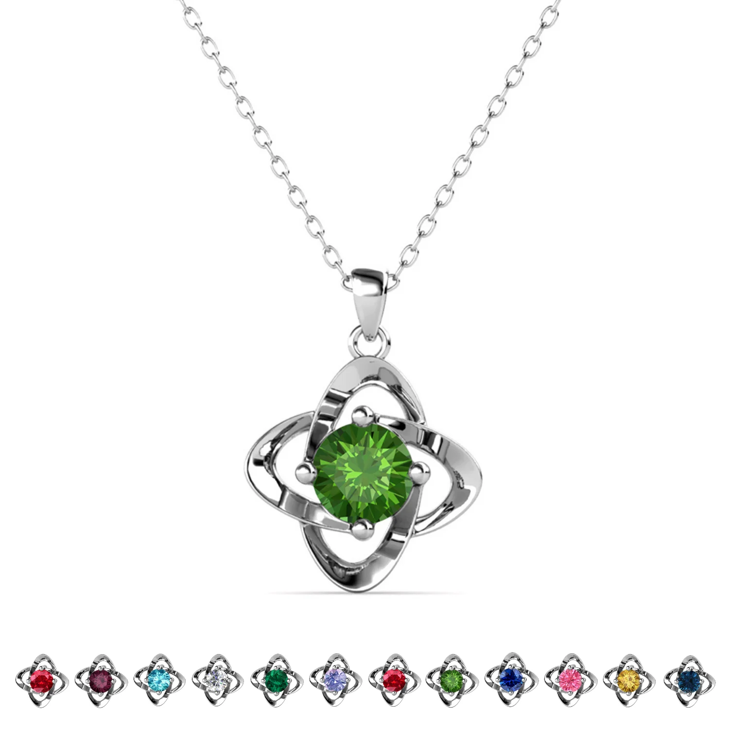 Infinity 18k White Gold Plated Birthstone Flower Necklace with Swarovski Crystal - Image 26