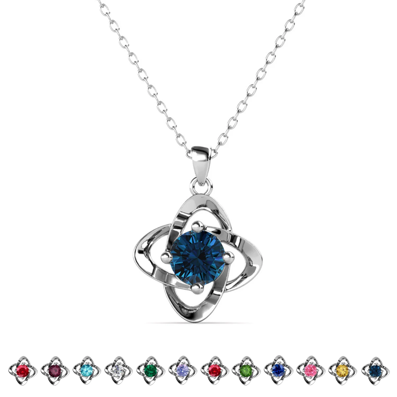 Infinity 18k White Gold Plated Birthstone Flower Necklace with Swarovski Crystal - Image 38