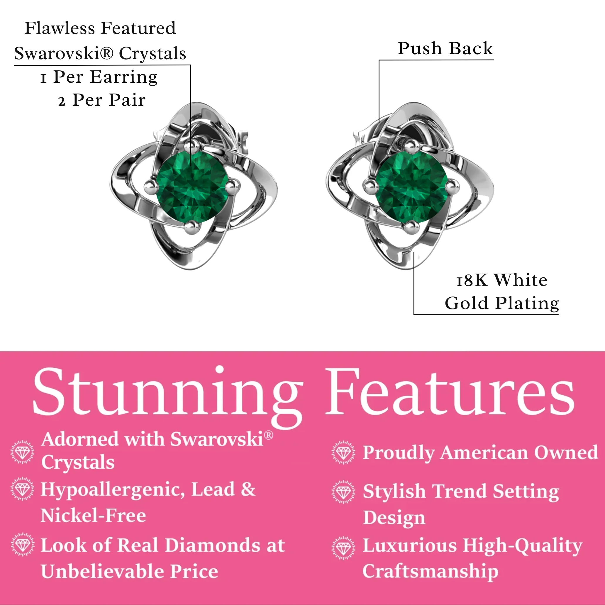 Infinity 18k White Gold Plated Birthstone Flower Earrings with Swarovski Crystals - Image 22