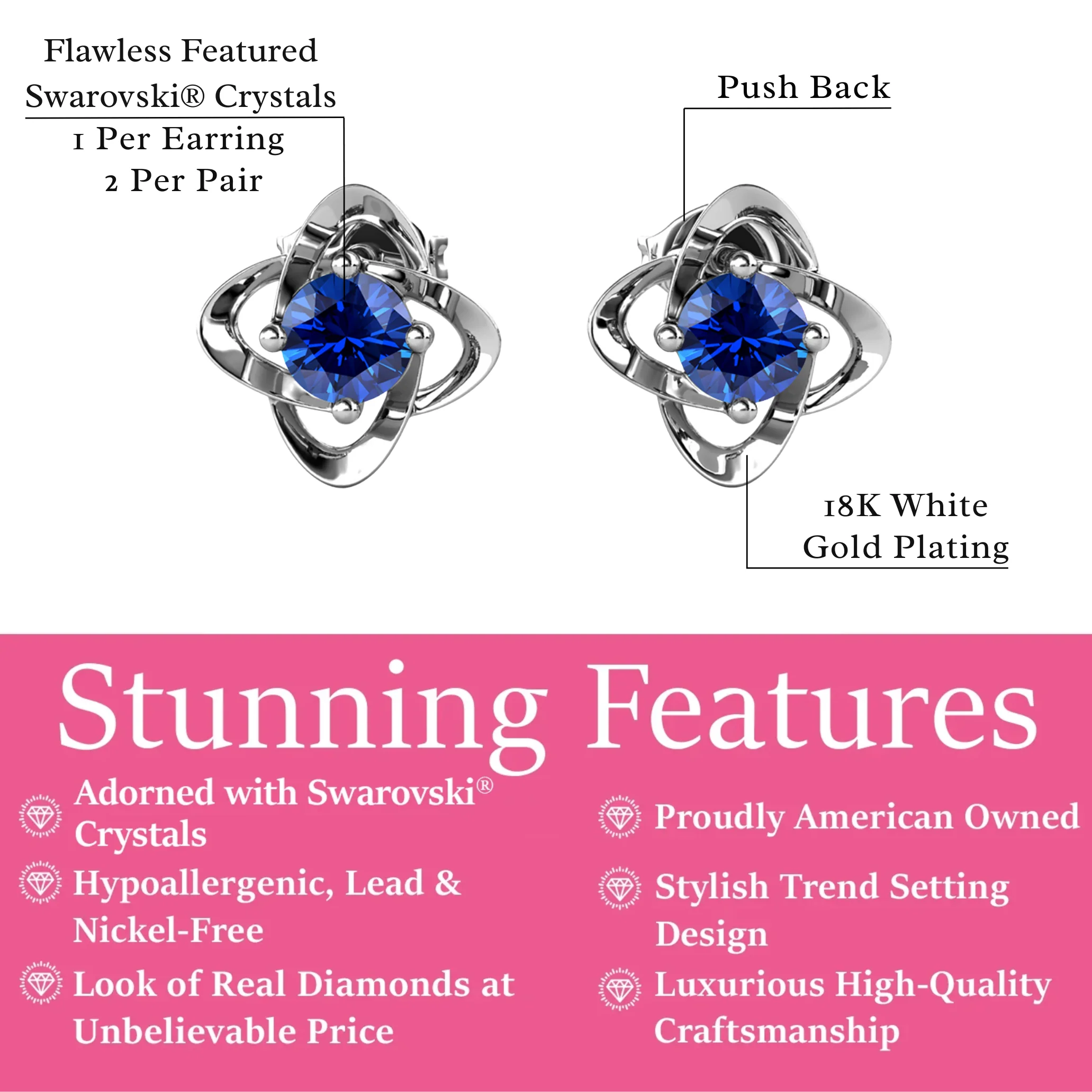 Infinity 18k White Gold Plated Birthstone Flower Earrings with Swarovski Crystals - Image 38