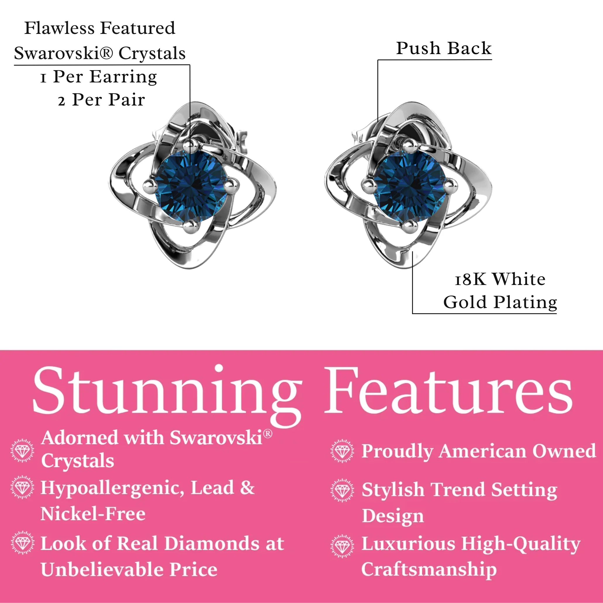 Infinity 18k White Gold Plated Birthstone Flower Earrings with Swarovski Crystals - Image 50