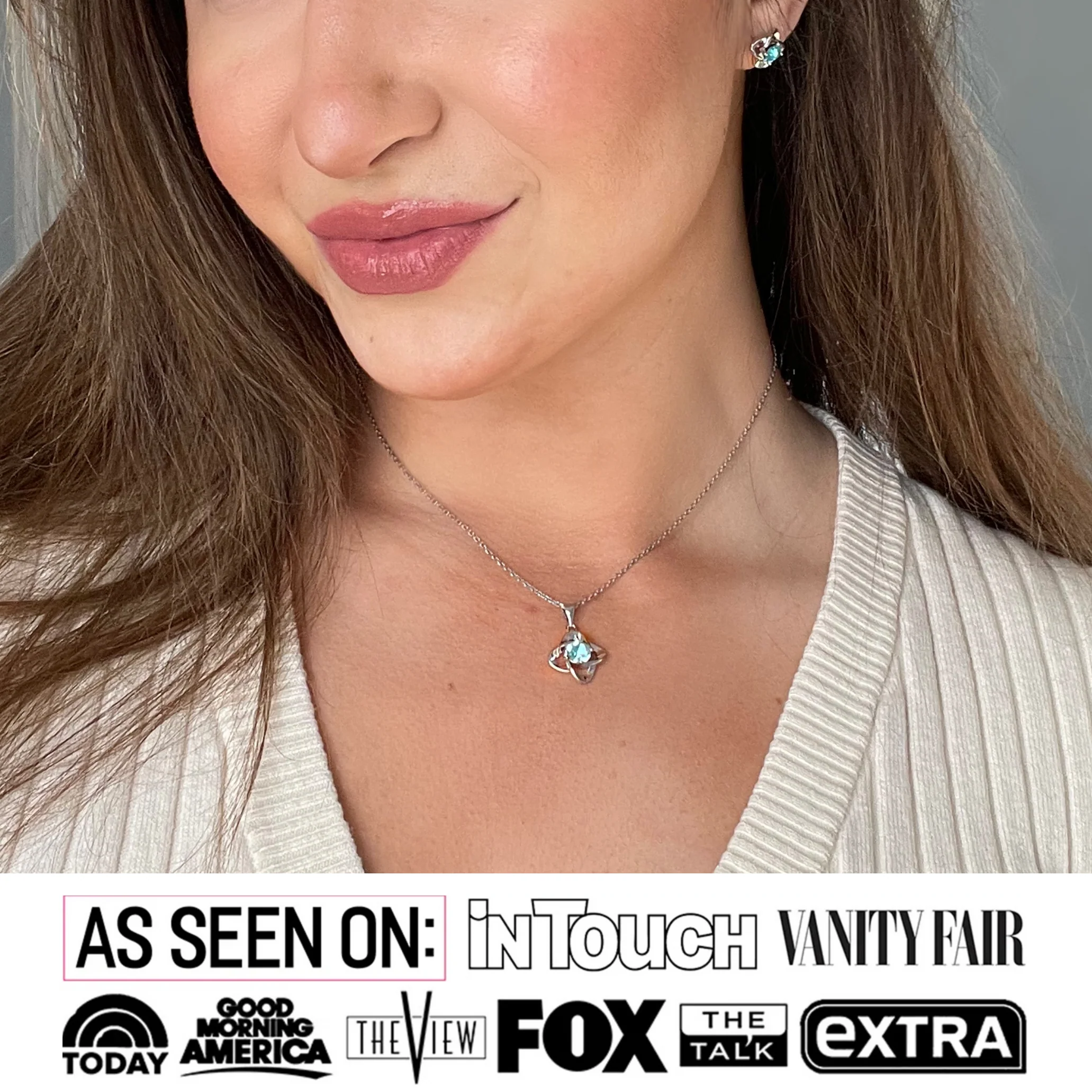Infinity Birthstone 18k White Gold Plated Stud Earrings and Necklace Set with Swarovski Crystals - Image 2