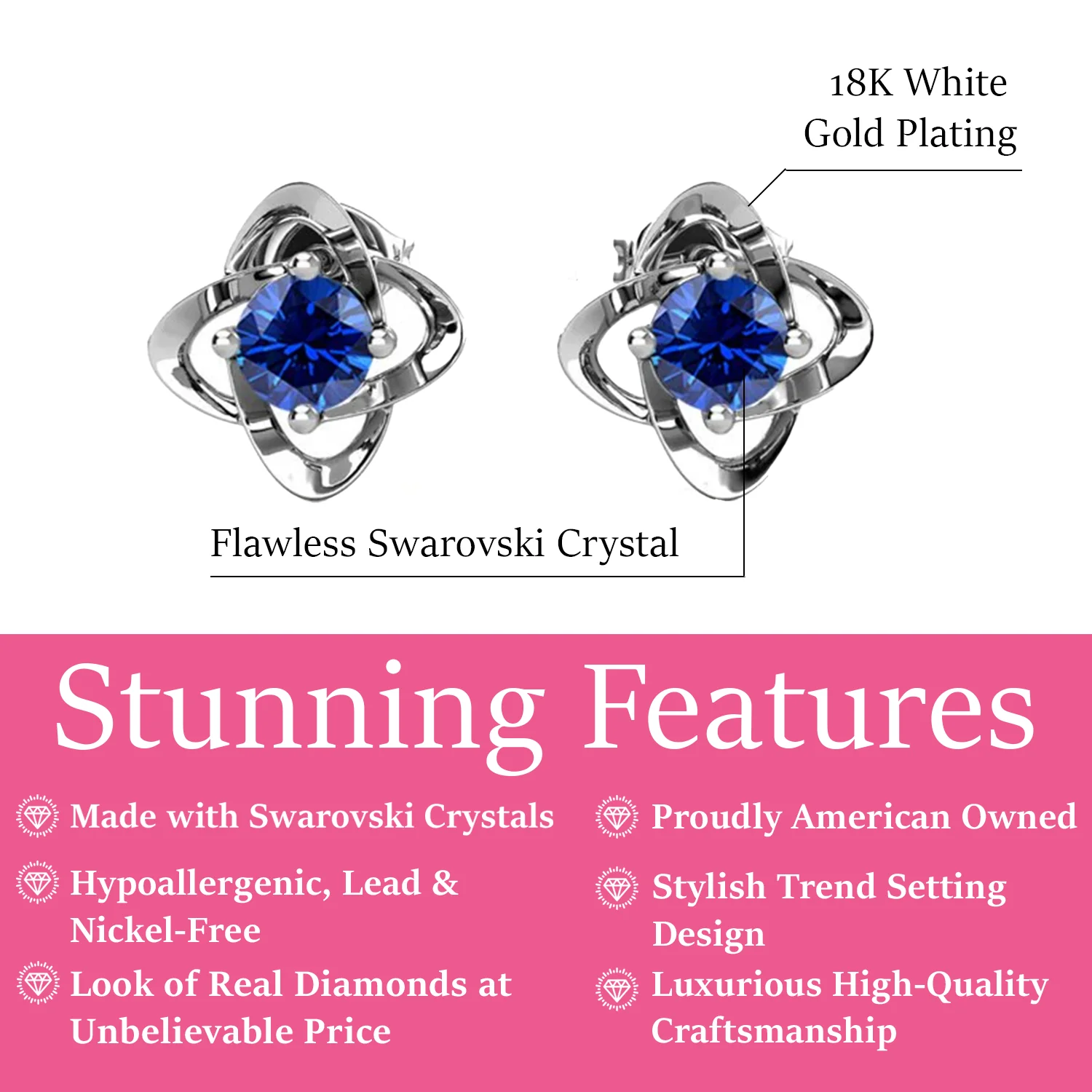 Infinity December Birthstone Blue Topaz Earrings 18k White Gold Plated Silver Birthstone Earrings with Swarovski Crystal - Image 2