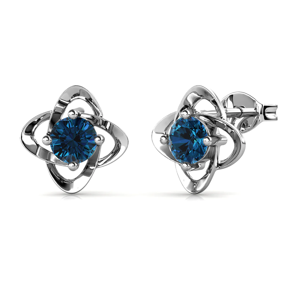 Infinity December Birthstone Blue Topaz Earrings 18k White Gold Plated Silver Birthstone Earrings with Swarovski Crystal - Image 4