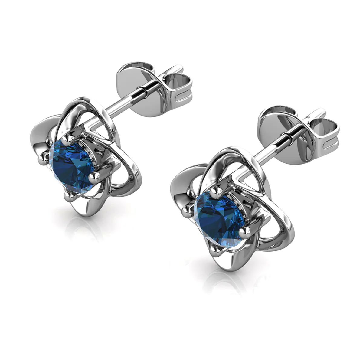 Infinity December Birthstone Blue Topaz Earrings 18k White Gold Plated Silver Birthstone Earrings with Swarovski Crystal - Image 5