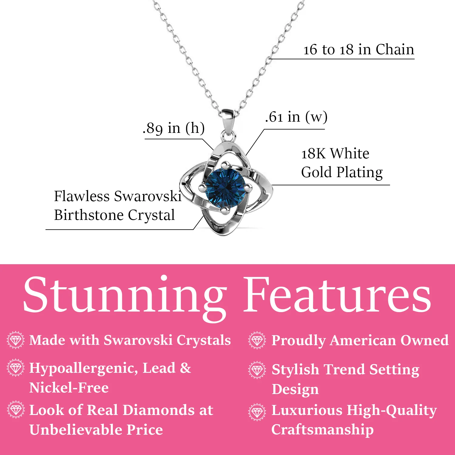 Infinity December Birthstone Blue Topaz Necklace 18k White Gold Plated Silver Birthstone Necklace with Swarovski Crystal - Image 2