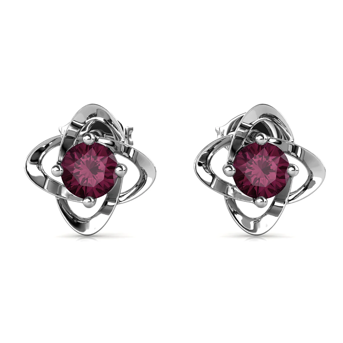 Infinity 18k White Gold Plated Birthstone Flower Earrings with Swarovski Crystals - Image 11