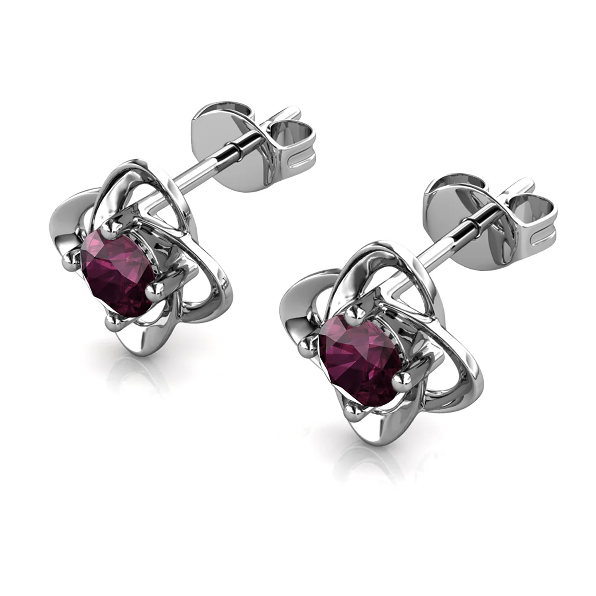 Infinity 18k White Gold Plated Birthstone Flower Earrings with Swarovski Crystals - Image 12