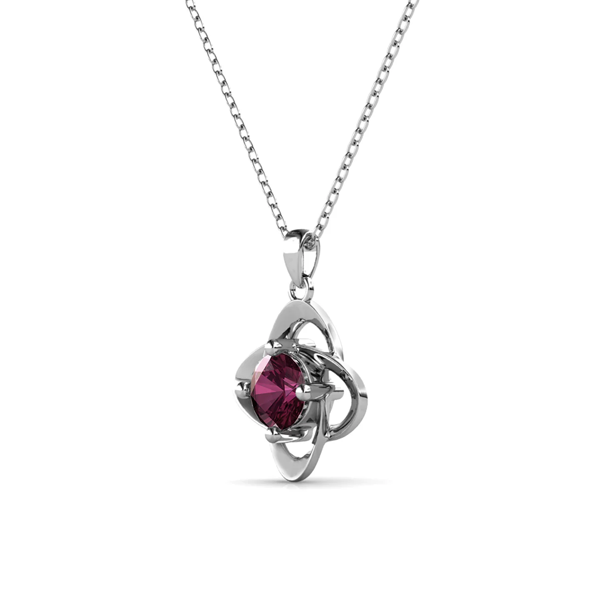 Infinity February Birthstone Amethyst Necklace 18k White Gold Plated Silver Birthstone Necklace with Swarovski Crystal - Image 4