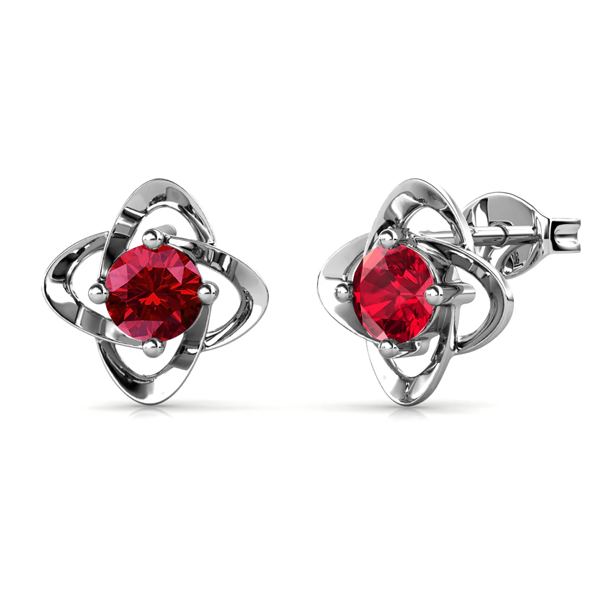 Infinity January Birthstone Garnet Earrings 18k White Gold Plated Silver Birthstone Earrings with Swarovski Crystal - Image 3