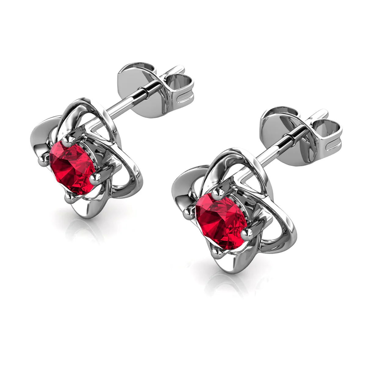 Infinity January Birthstone Garnet Earrings 18k White Gold Plated Silver Birthstone Earrings with Swarovski Crystal - Image 5